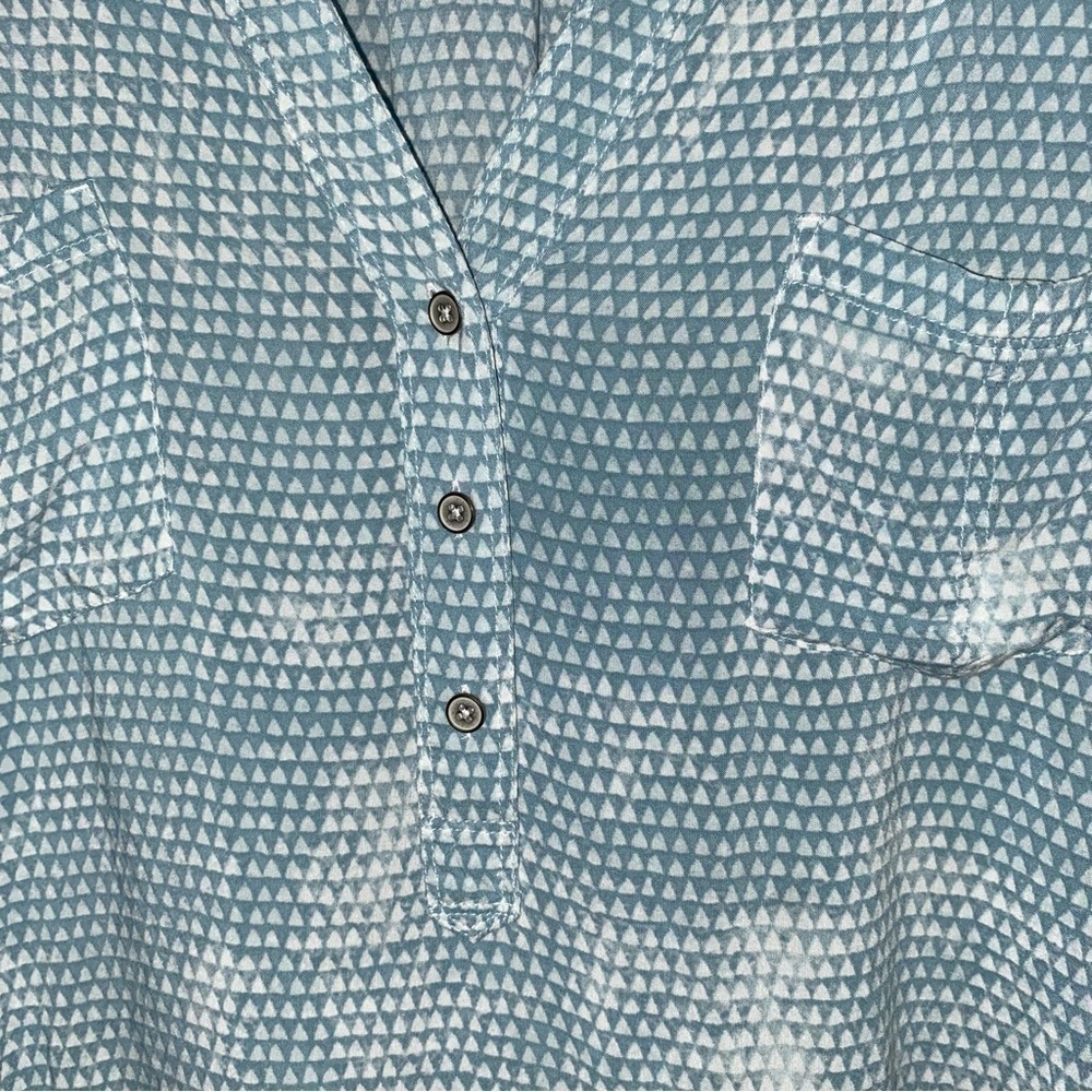 Lou & Grey Geometric Print High Low Button Down - Picture 5 of 6